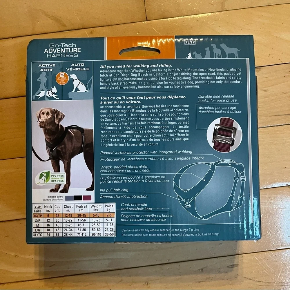 KURGO NWT Go-Tech Adventure Dog Harness with car tether, XS 5-10 Lbs